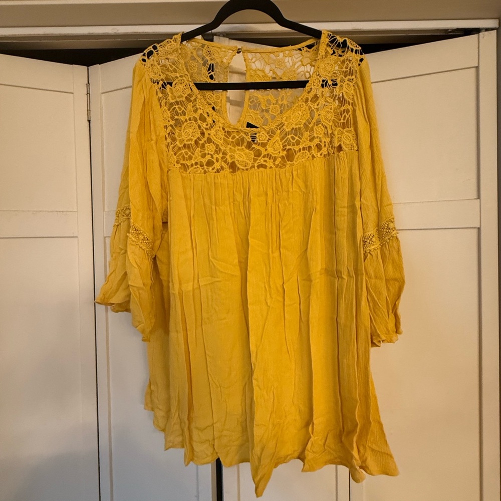 Torrid Yellow Lace Accent Tunic